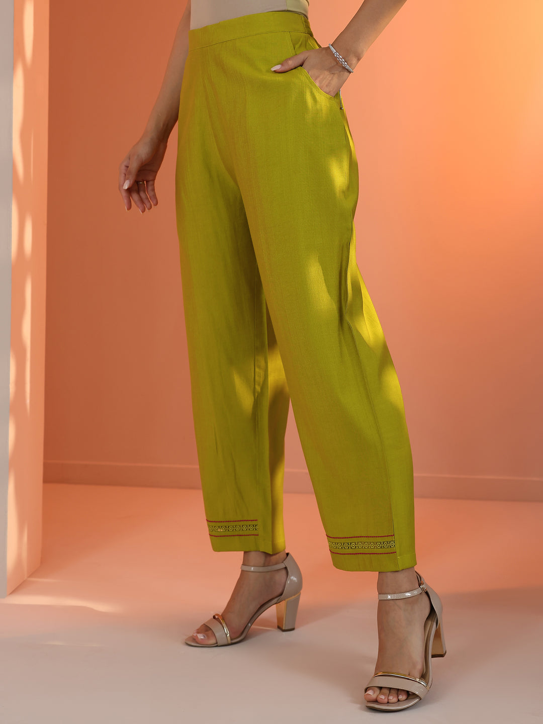 Mustard Embroidered Silk Blend Straight Suit Set With Dupatta
