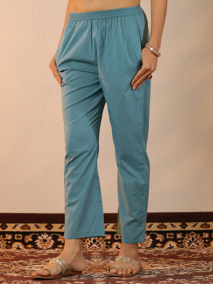 Off White Printed Cotton Straight Suit Set With Dupatta