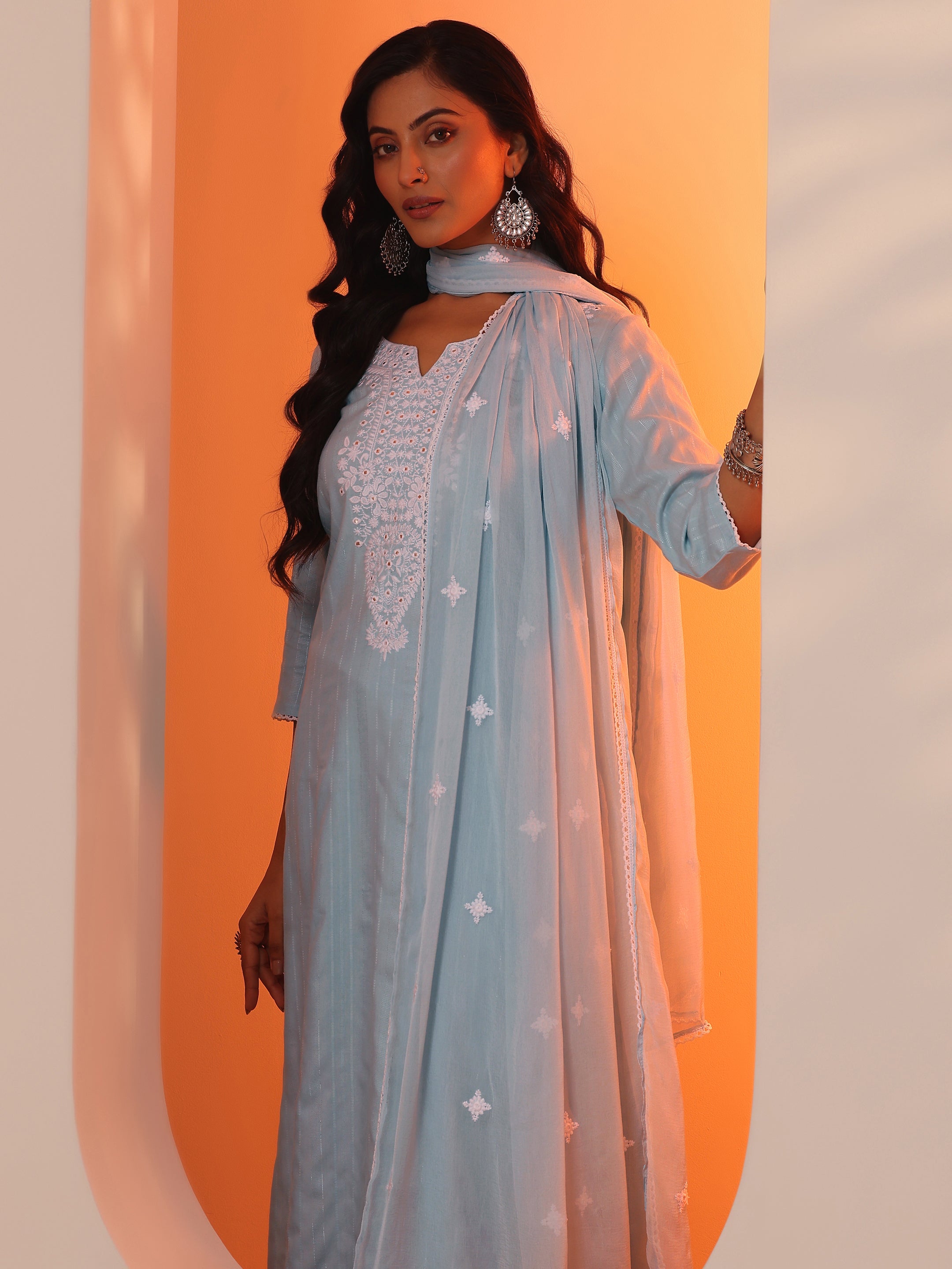 Yellow Printed Cotton Straight Suit Set With Dupatta