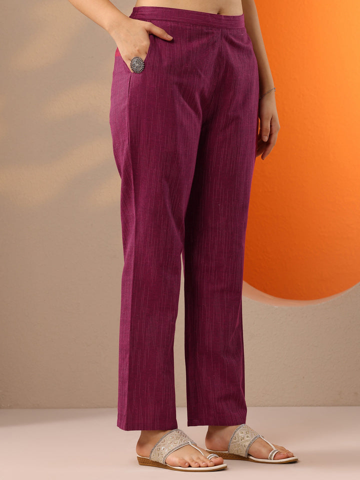 Pink Woven Design Cotton Blend Straight Suit Set With Dupatta