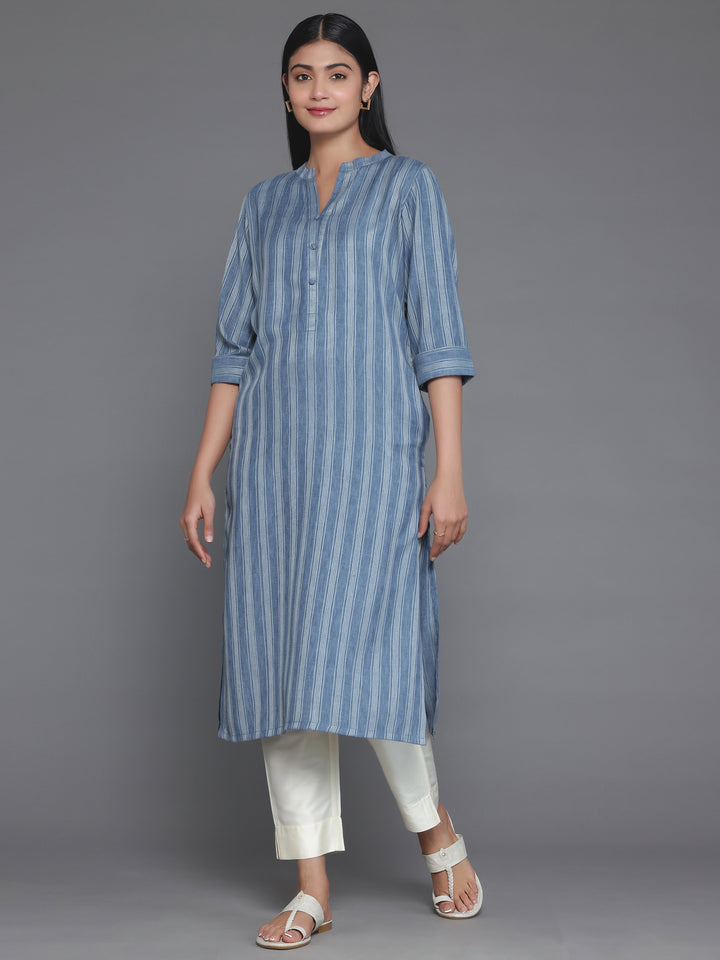 Grey Woven Design Rayon Straight Kurta