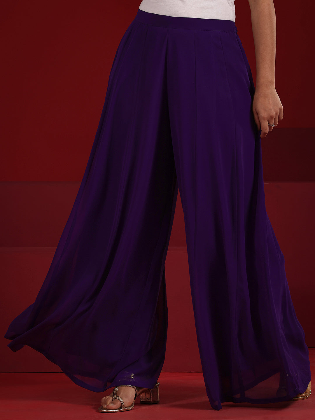 Libas Art Purple Embroidered Georgette Straight Suit Set With Dupatta