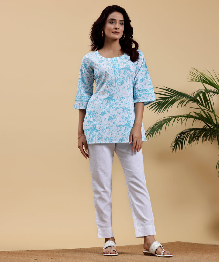 White Solid Cotton Straight Fit Trousers