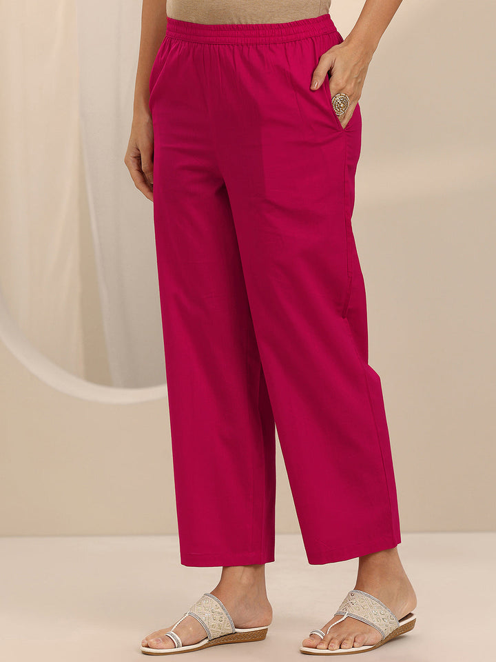 Pink Printed Cotton Straight Suit Set With Dupatta