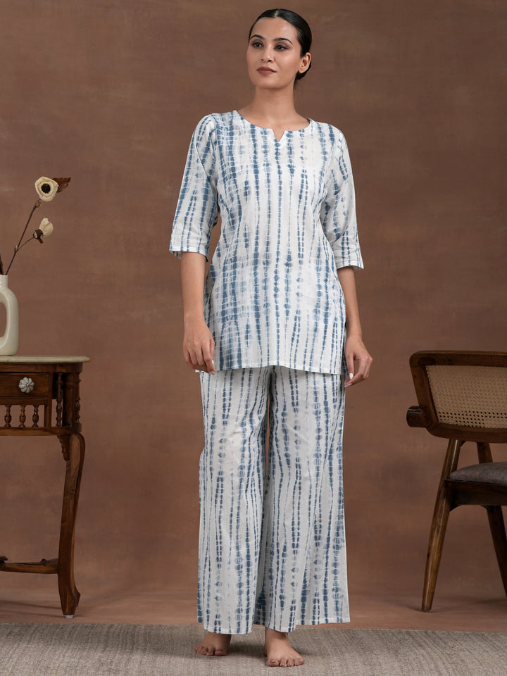 Grey Printed Cotton Night Suit