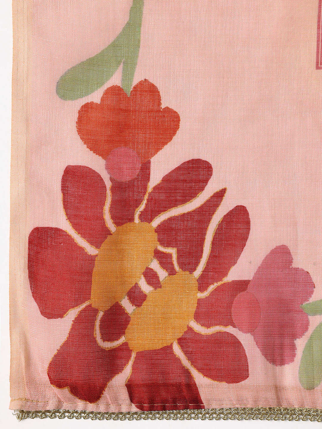 Pink Printed Cotton Blend Dress Material With Dupatta