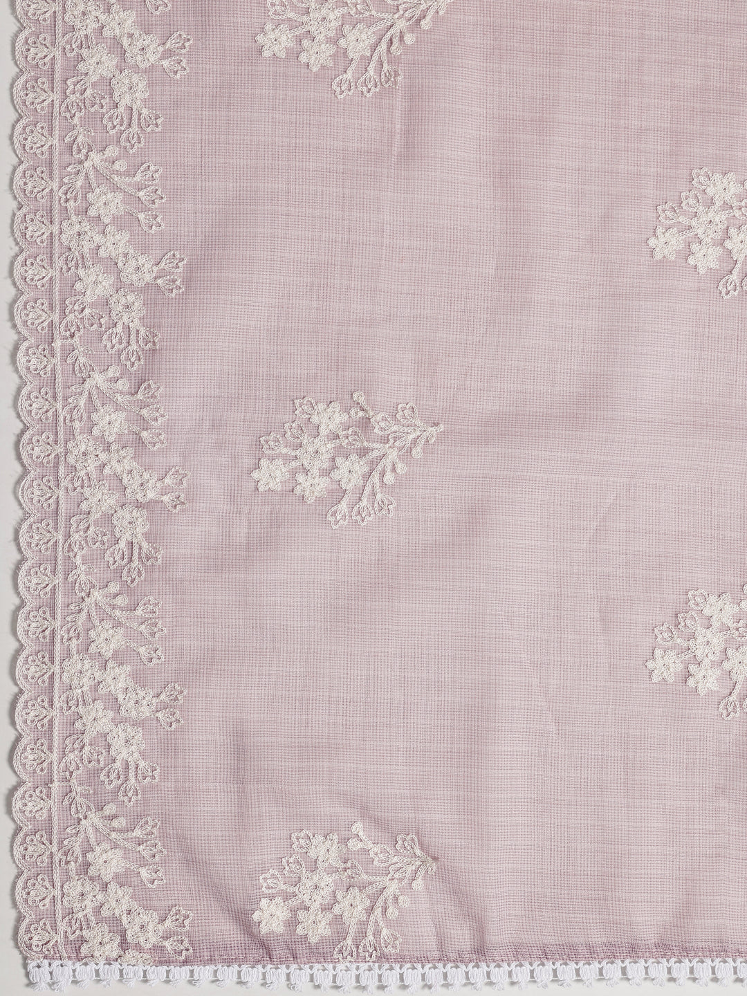 Mauve Embroidered Silk blend Dress Material With Dupatta