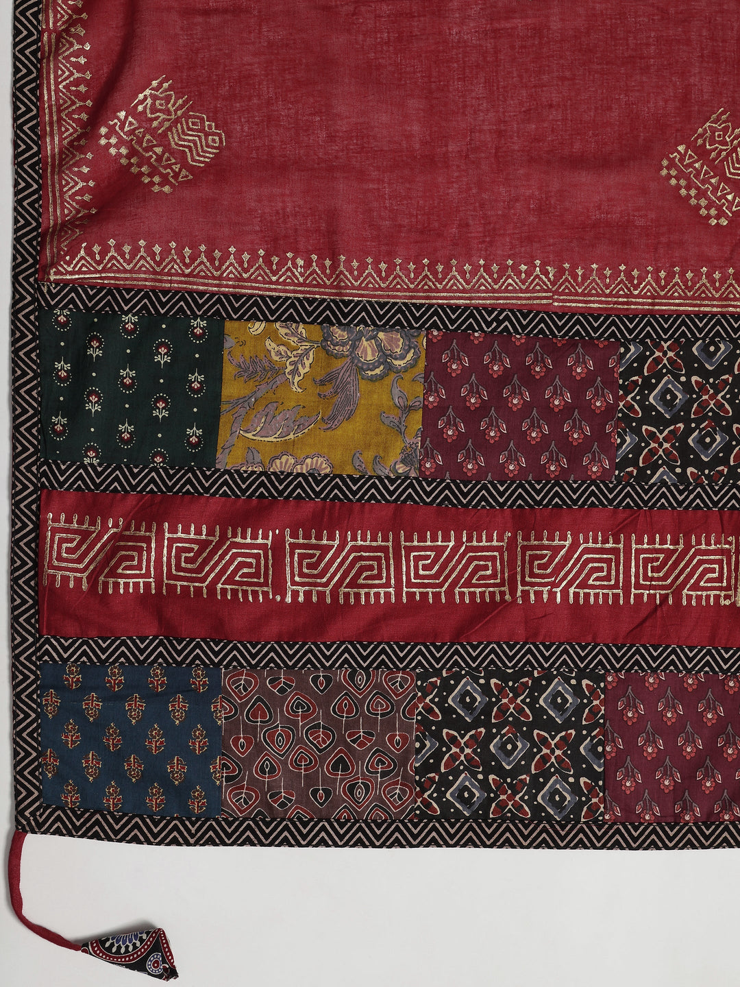 Navy blue Embellished Cotton Blend Dress Material With Dupatta