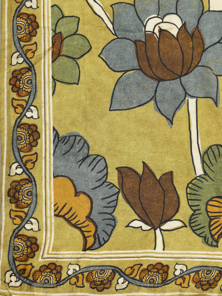 Teal Printed Muslin Dress Material With Dupatta