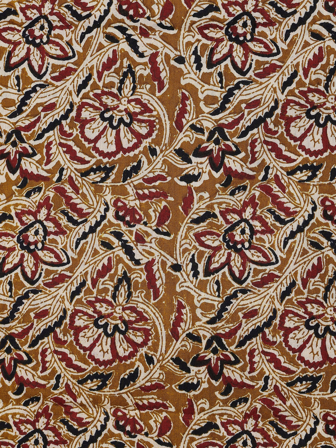 Mustard Printed Cotton Dress Material With Dupatta