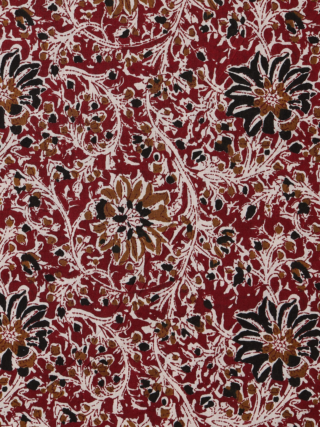 Red Printed Cotton Dress Material With Dupatta