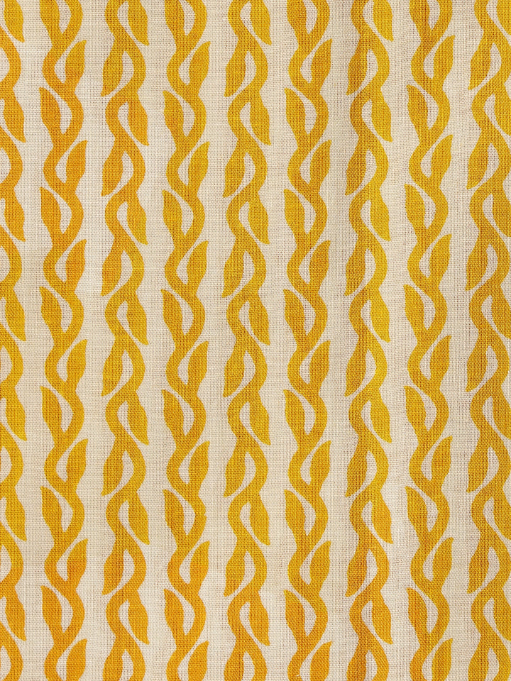 Mustard Printed Cotton Dress Material With Dupatta