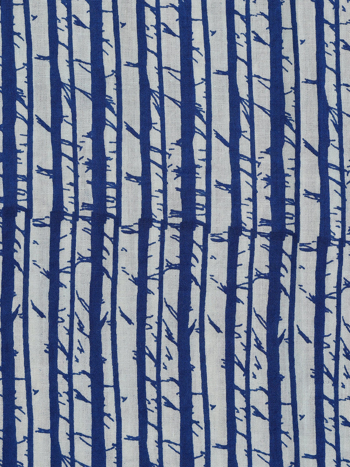 Blue Printed Cotton Dress Material With Dupatta