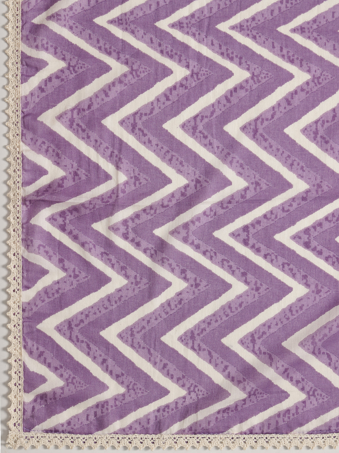 Purple Printed Cotton Dress Material With Dupatta