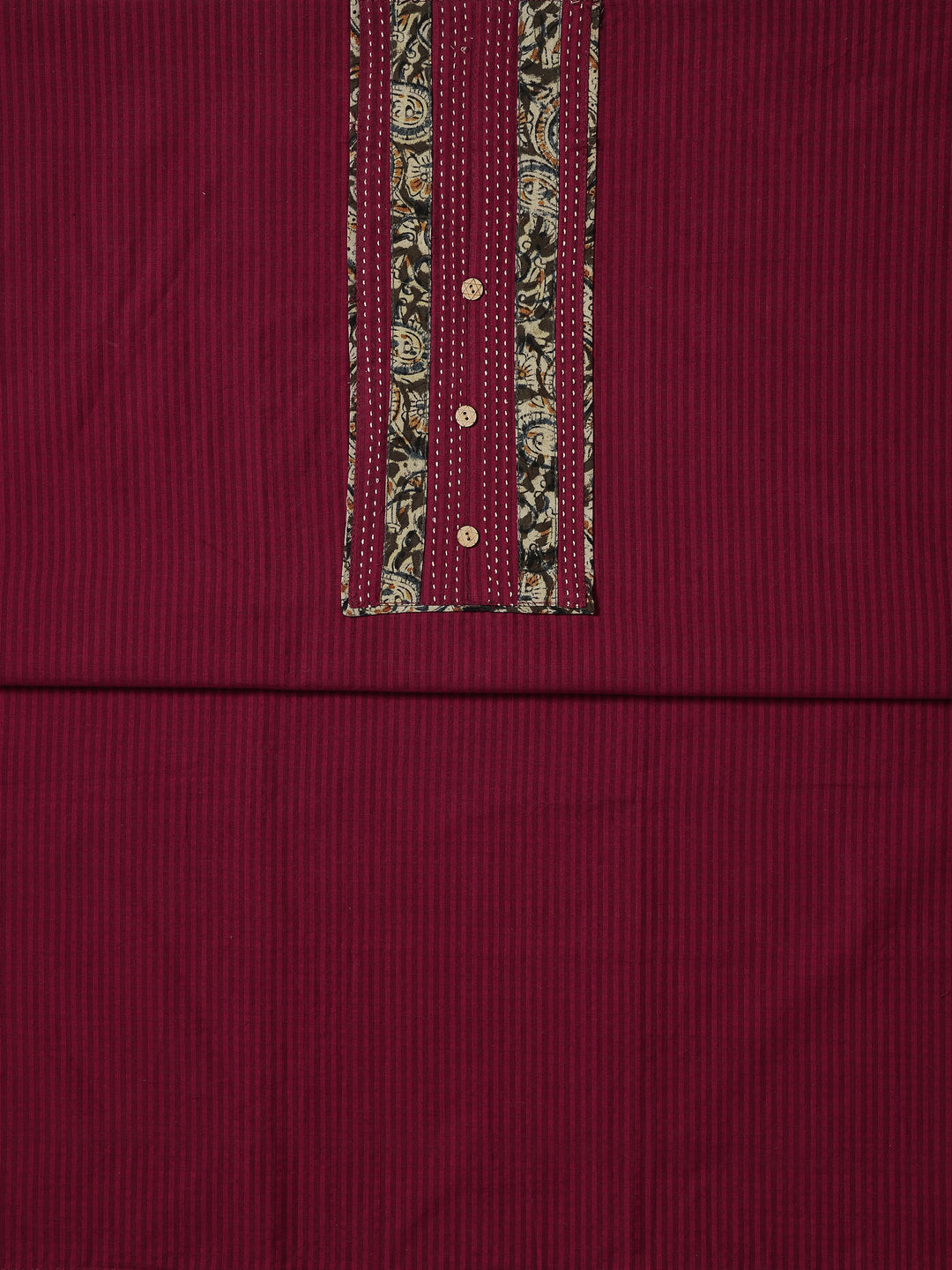 Red Printed Cotton Dress Material With Dupatta