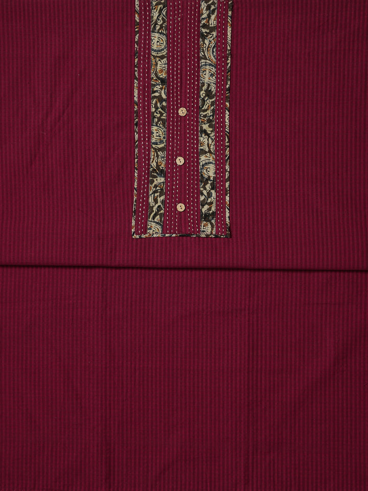 Red Printed Cotton Dress Material With Dupatta
