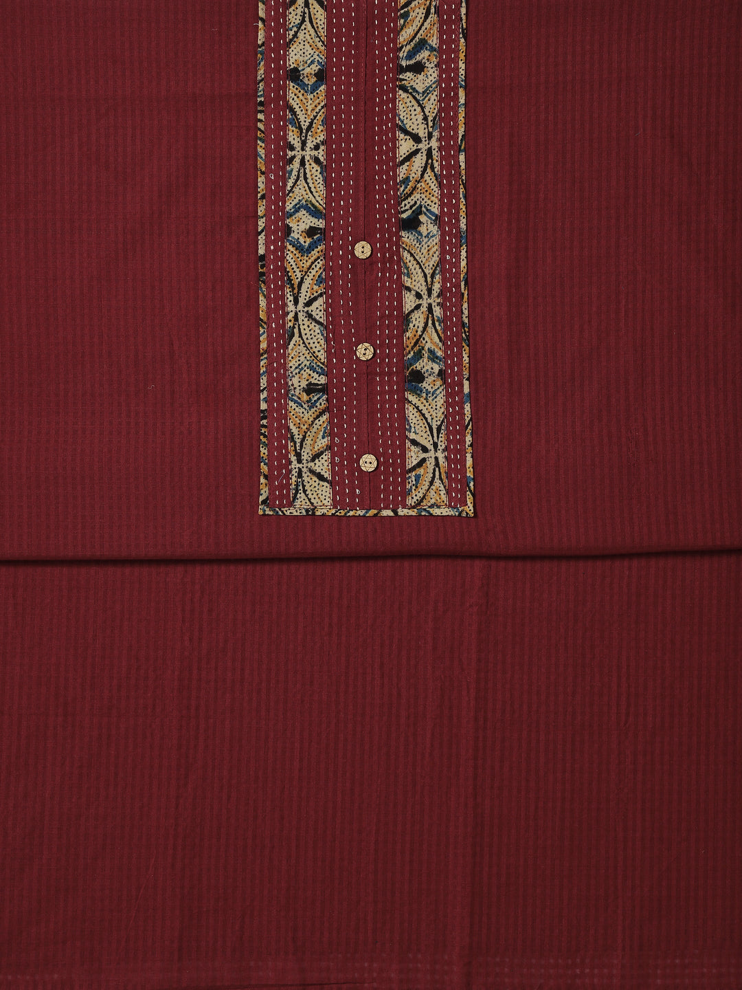 Rust Printed Cotton Dress Material With Dupatta