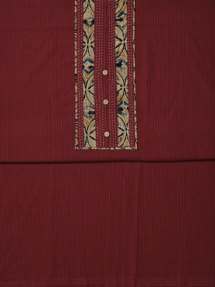 Rust Printed Cotton Dress Material With Dupatta