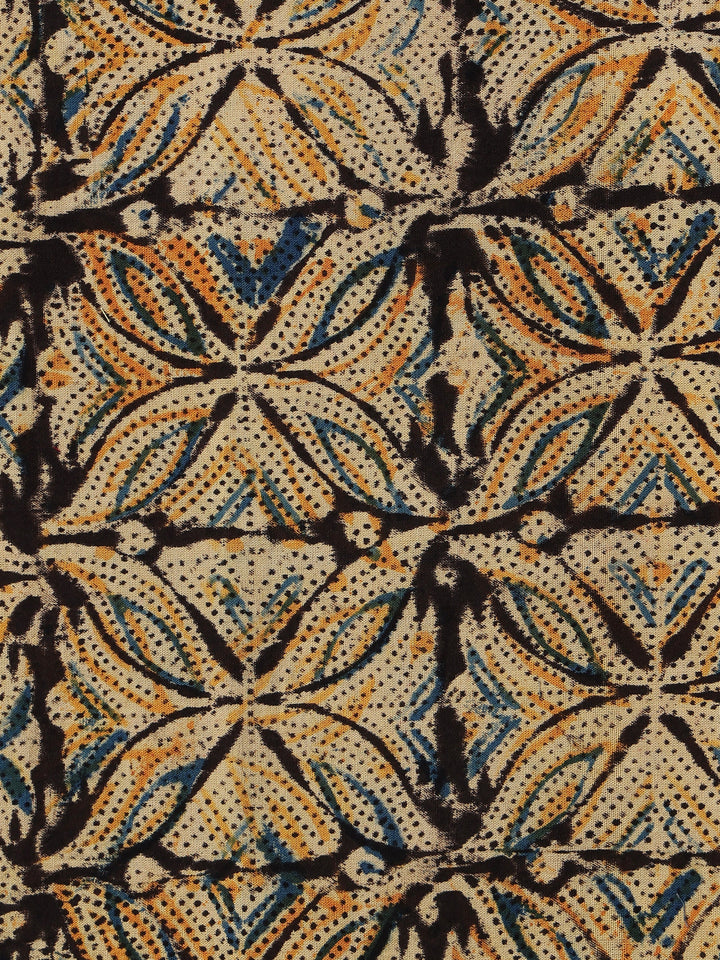 Rust Printed Cotton Dress Material With Dupatta