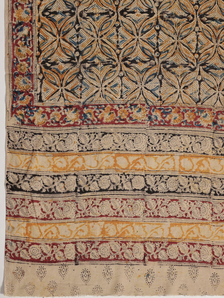 Rust Printed Cotton Dress Material With Dupatta