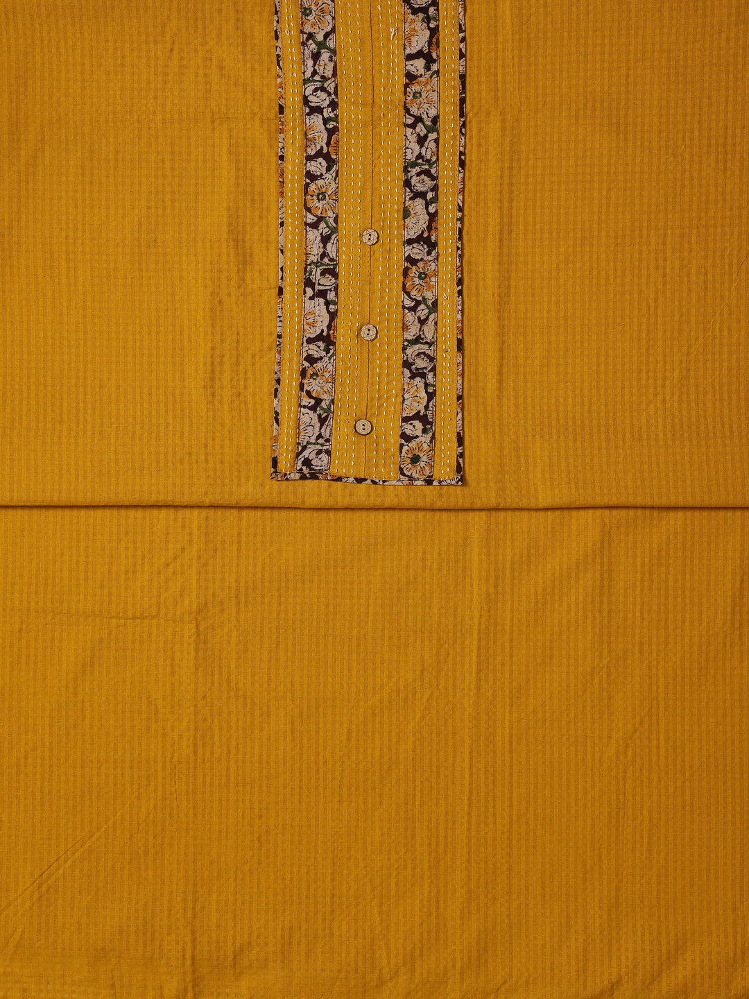 Mustard Printed Cotton Dress Material With Dupatta