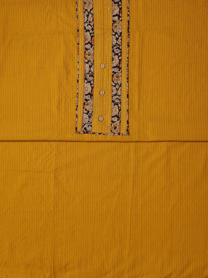 Mustard Printed Cotton Dress Material With Dupatta