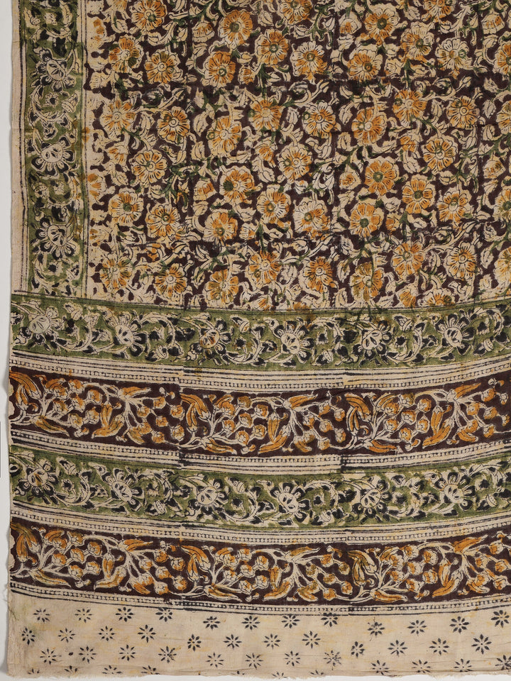 Mustard Printed Cotton Dress Material With Dupatta