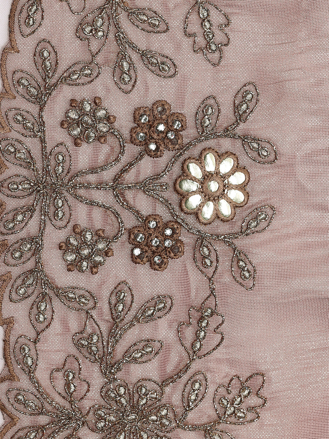 Libas Art Mauve Embroidered Silk Blend Saree With Unstitched Blouse Piece