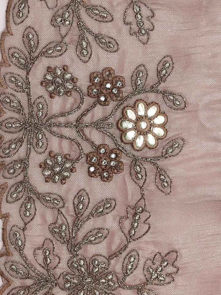 Libas Art Mauve Embroidered Silk Blend Saree With Unstitched Blouse Piece