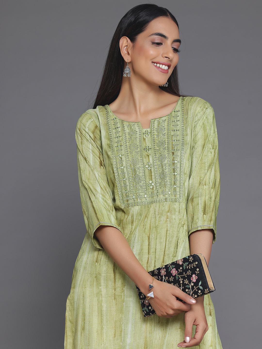 Green Yoke Design Cotton Straight Kurta