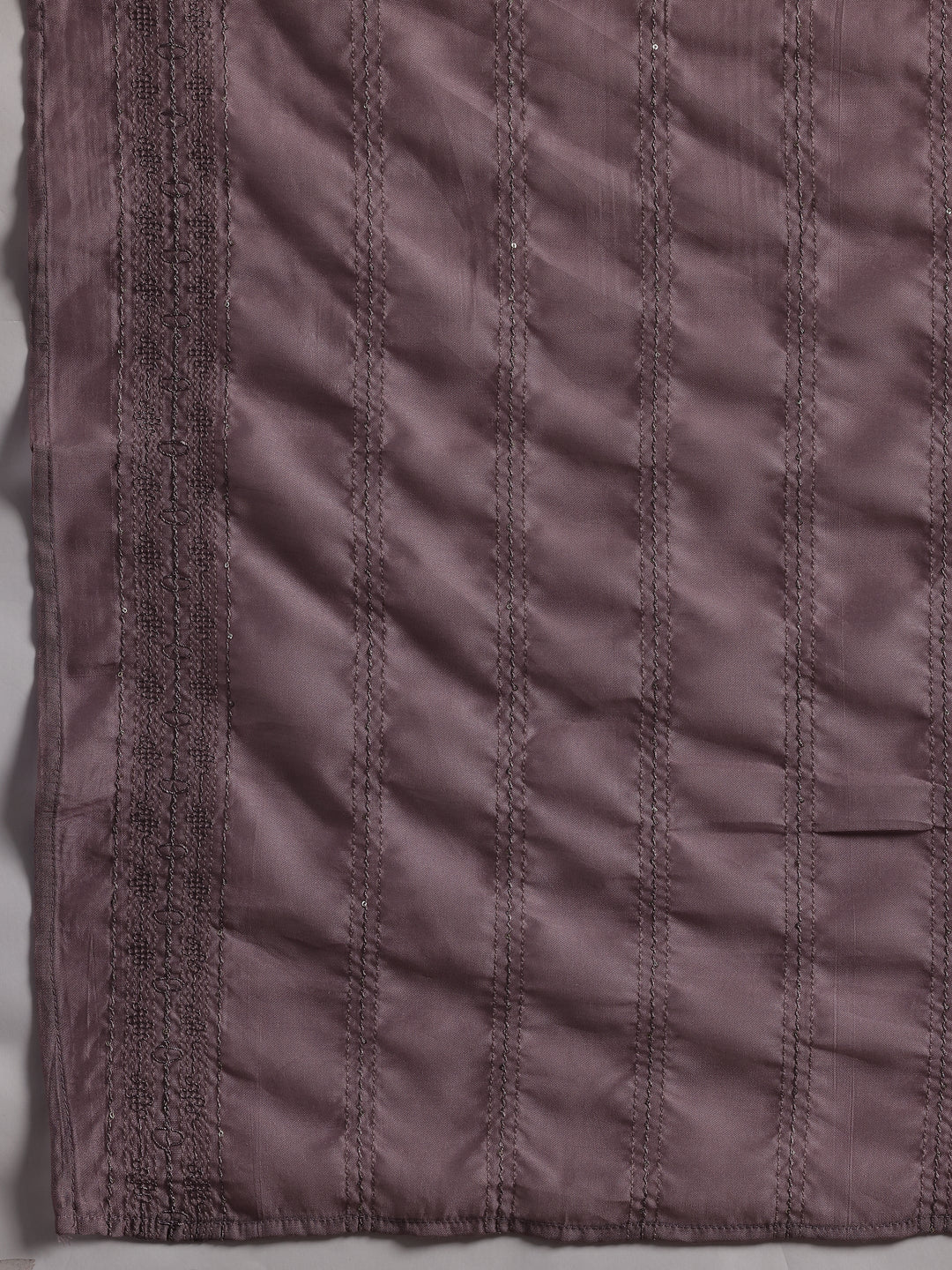 Mauve Self Design Silk Blend Straight Suit With Dupatta