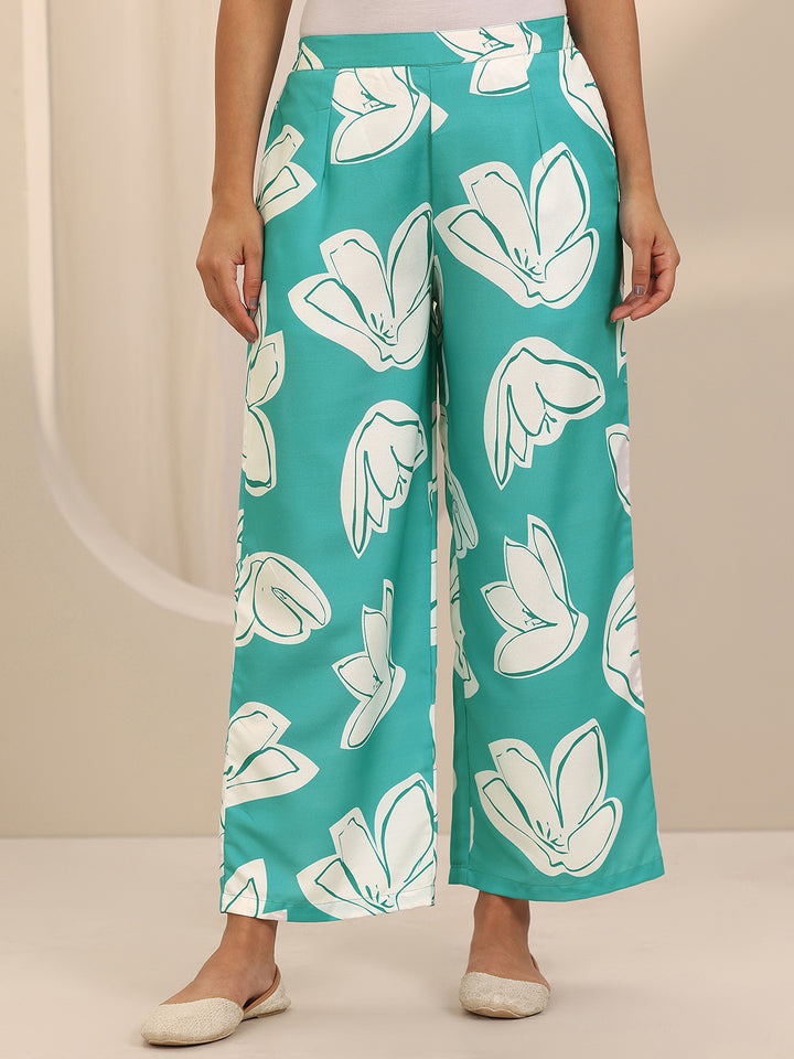 Blue Printed Cotton Blend Straight Kurta Set