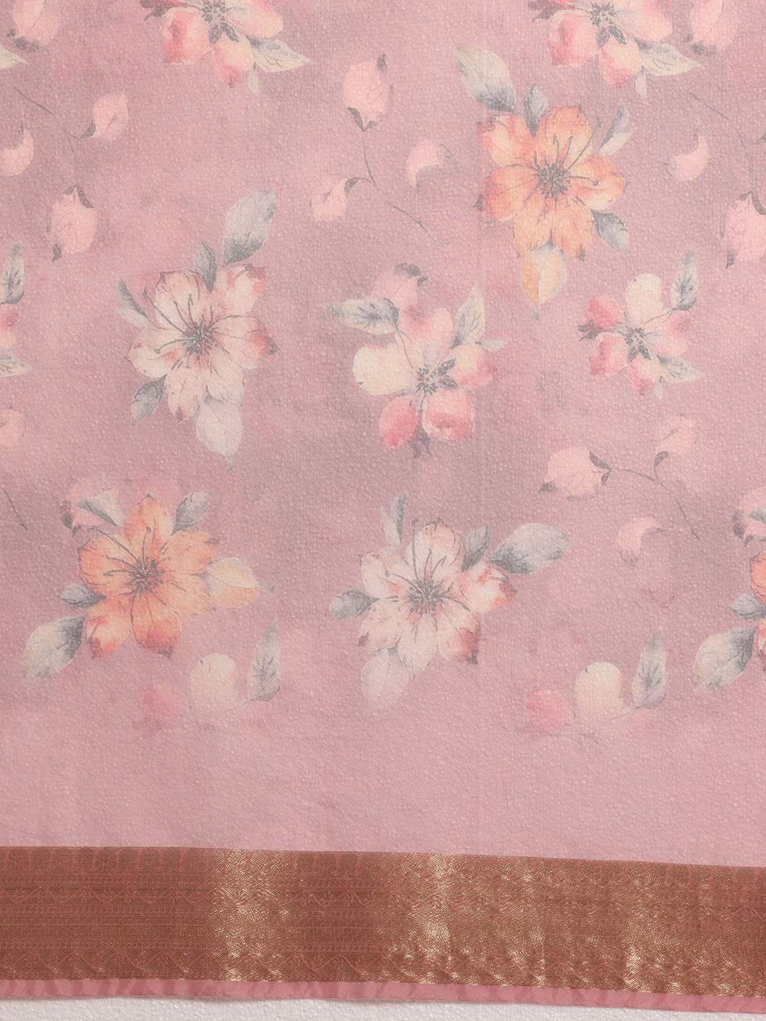 Mauve Printed Organza Saree With Unstitched Blouse Piece