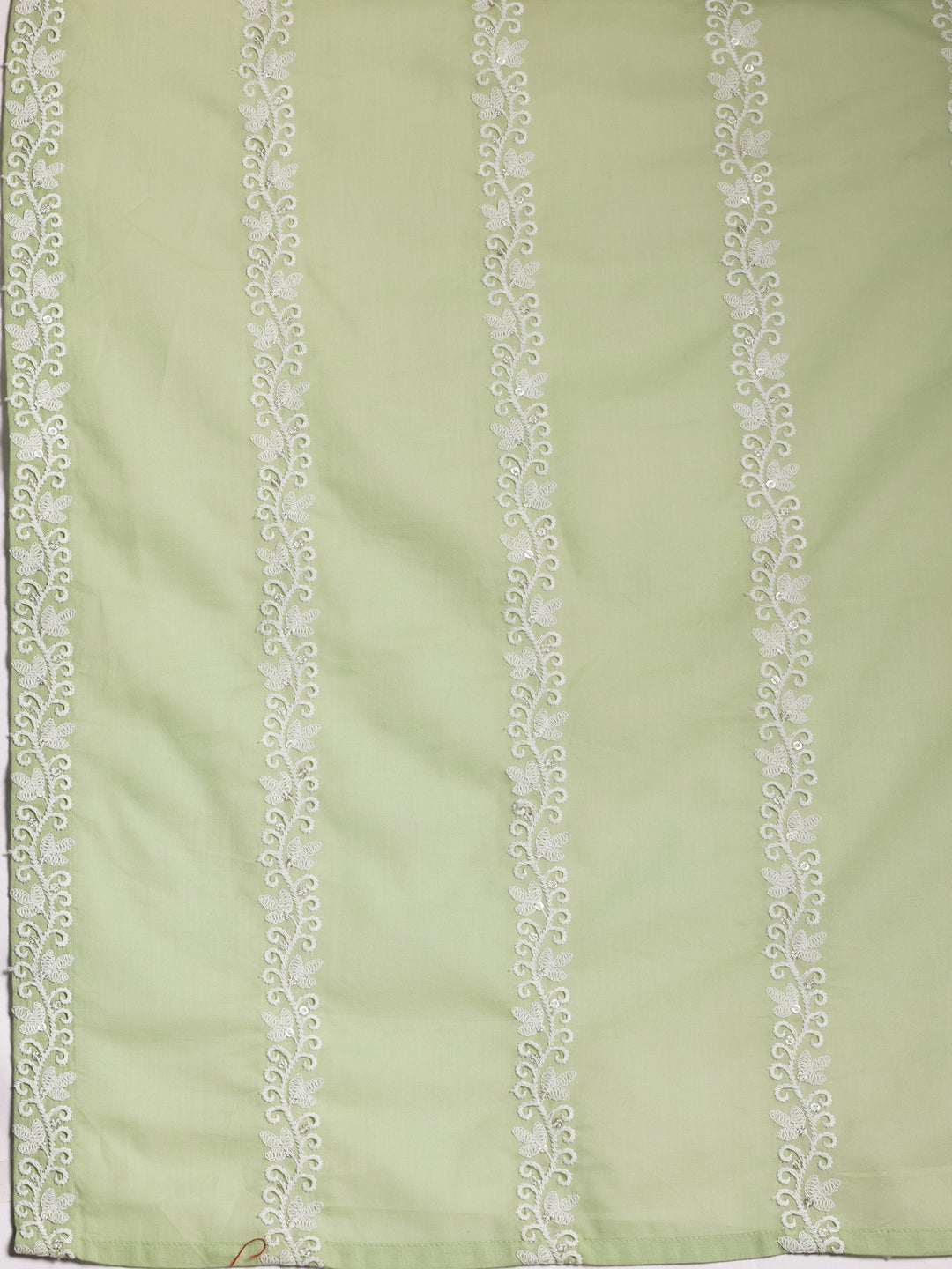 Green Embroidered Cotton A-Line Kurta With Palazzos & Dupatta