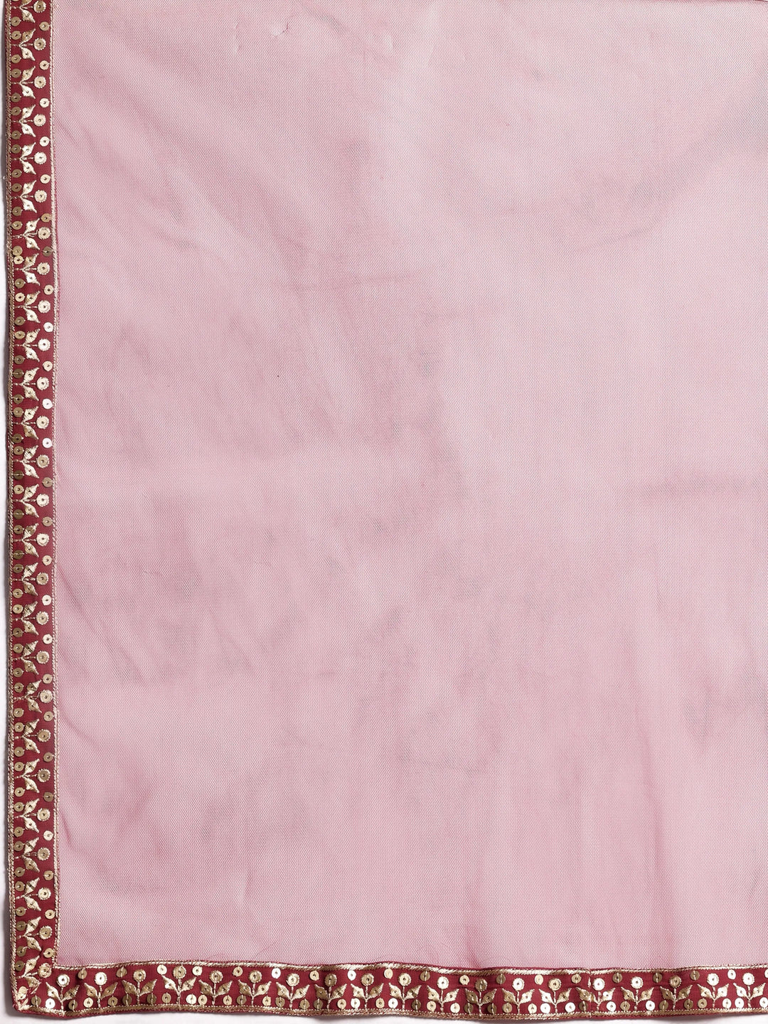 Libas Art Chandni Mauve Embroidered Georgette A-Line Kurta With Trousers & Dupatta