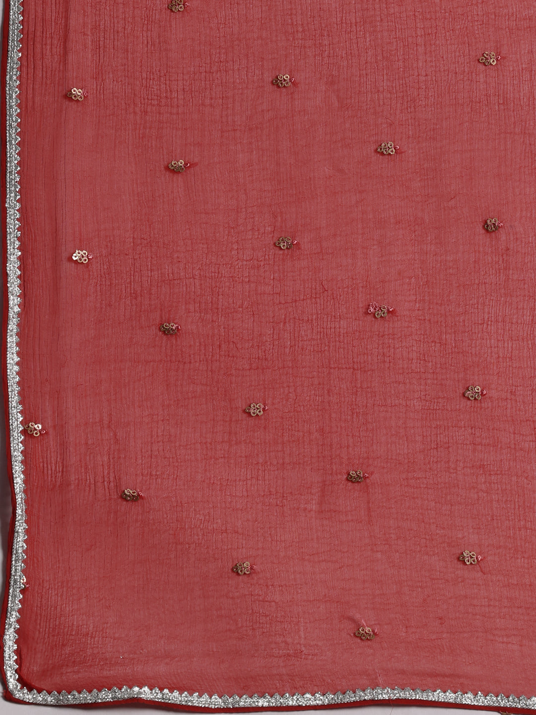 Red Printed Cotton Anarkali Suit With Dupatta