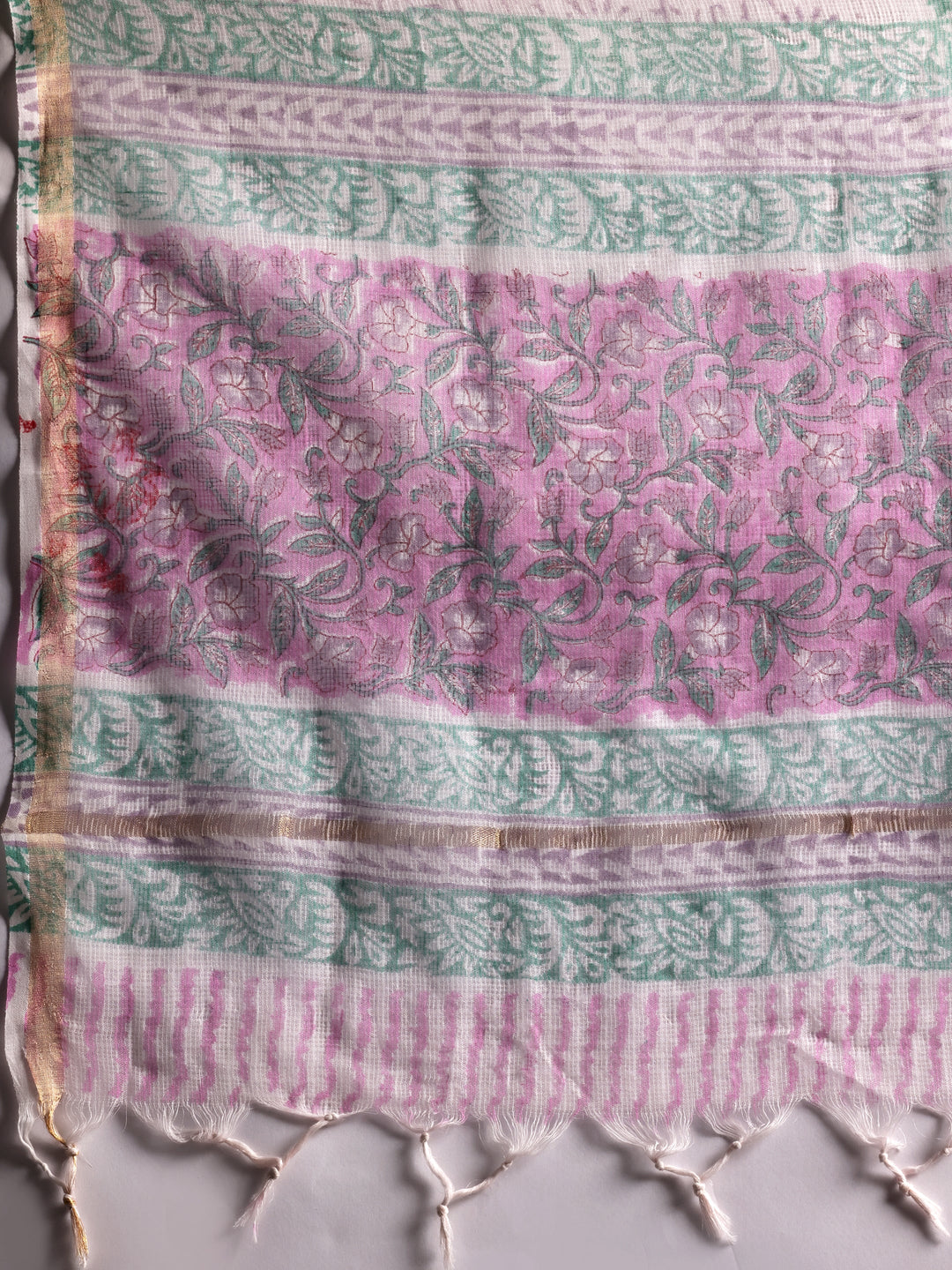 Pink Printed Cotton Straight Suit With Dupatta