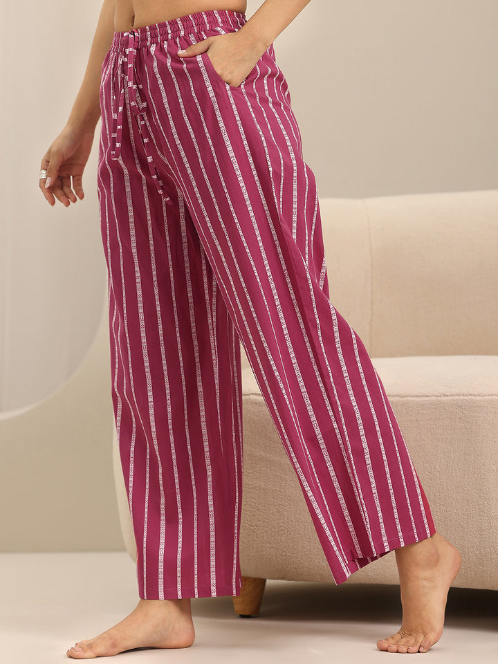 Pink Printed Cotton Night Suits