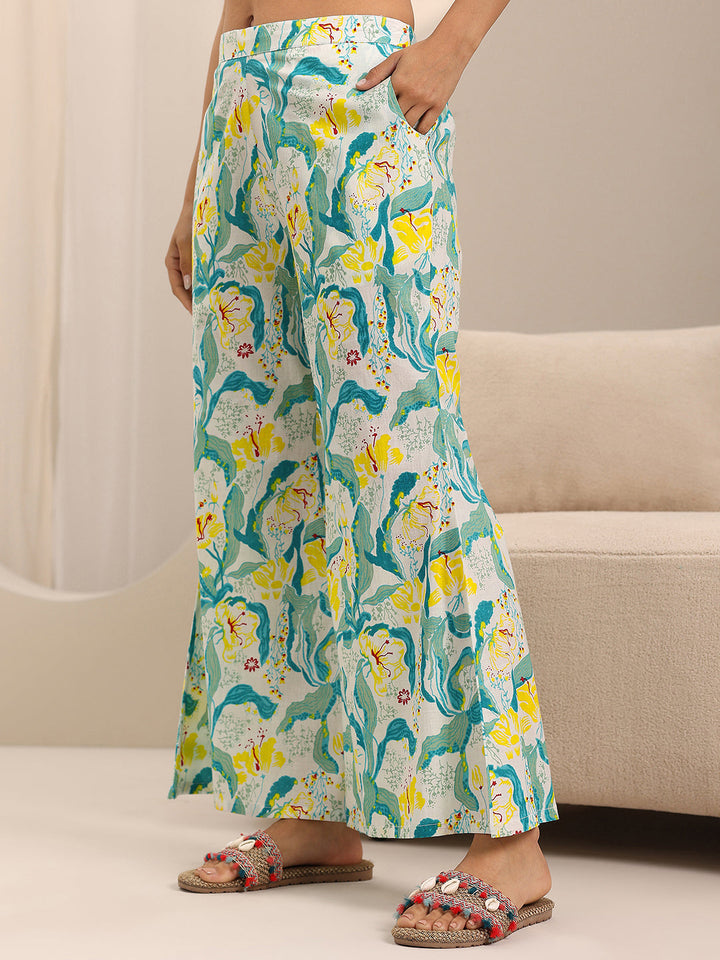 Off white Printed Cotton Night Suits