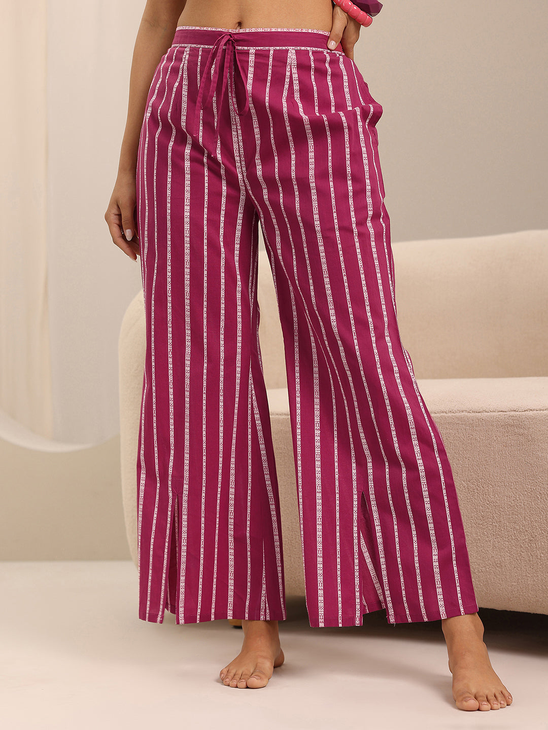 Pink Printed Cotton Night Suits