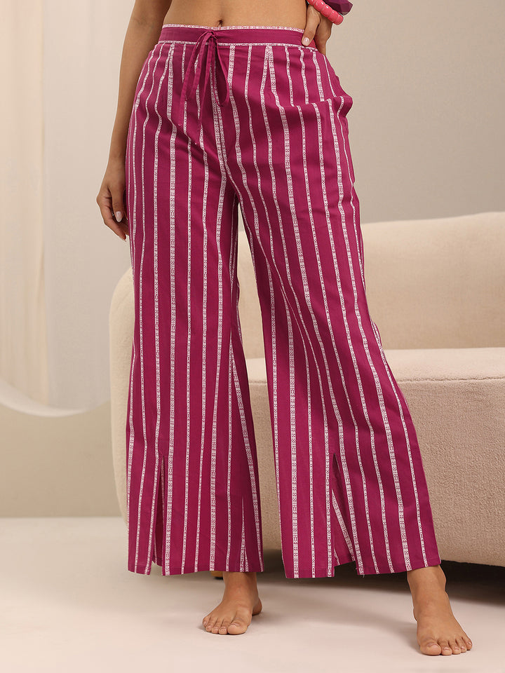 Pink Printed Cotton Night Suits