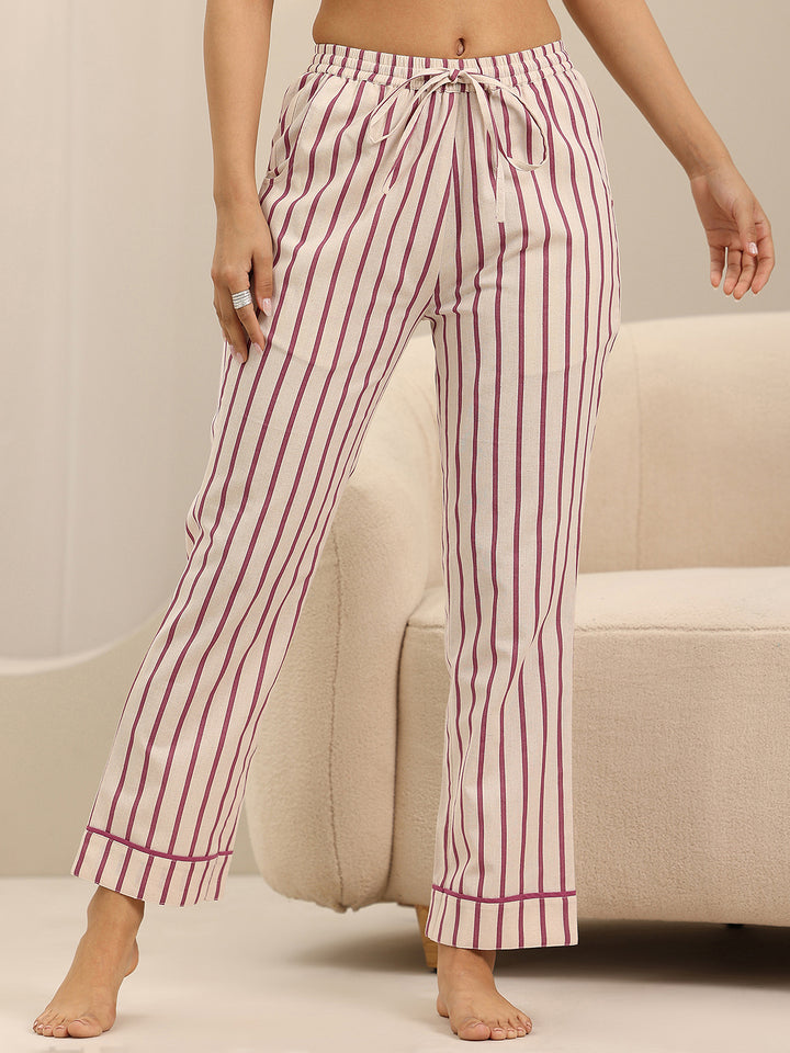 Off white Printed Cotton Night Suits