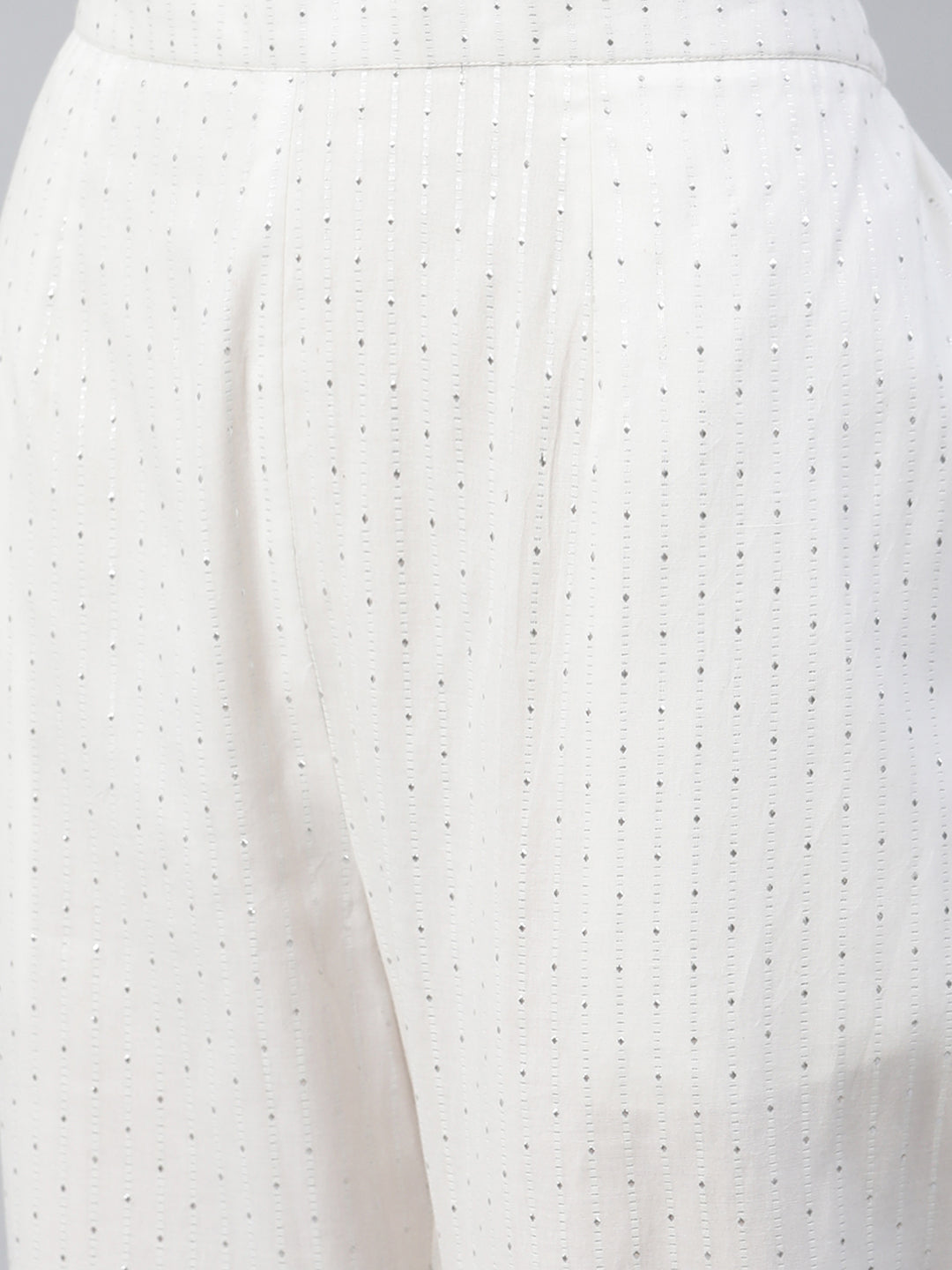 White Striped Cotton Trousers