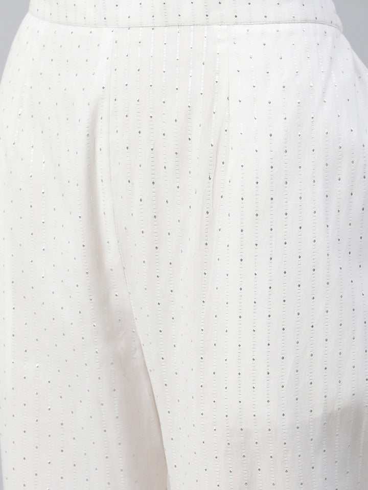 White Striped Cotton Trousers