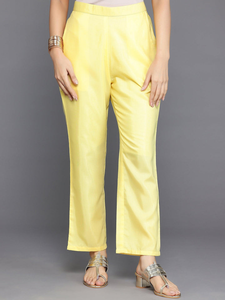 Yellow Printed Silk Blend Anarkali Kurta Set