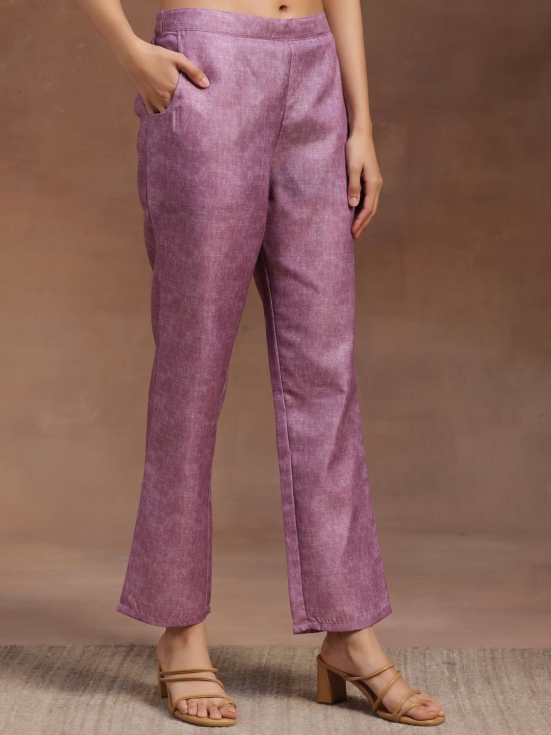Mauve Yoke Design Cotton Straight Suit With Dupatta