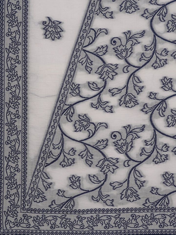 Off White Woven Design Cotton Straight Suit With Dupatta