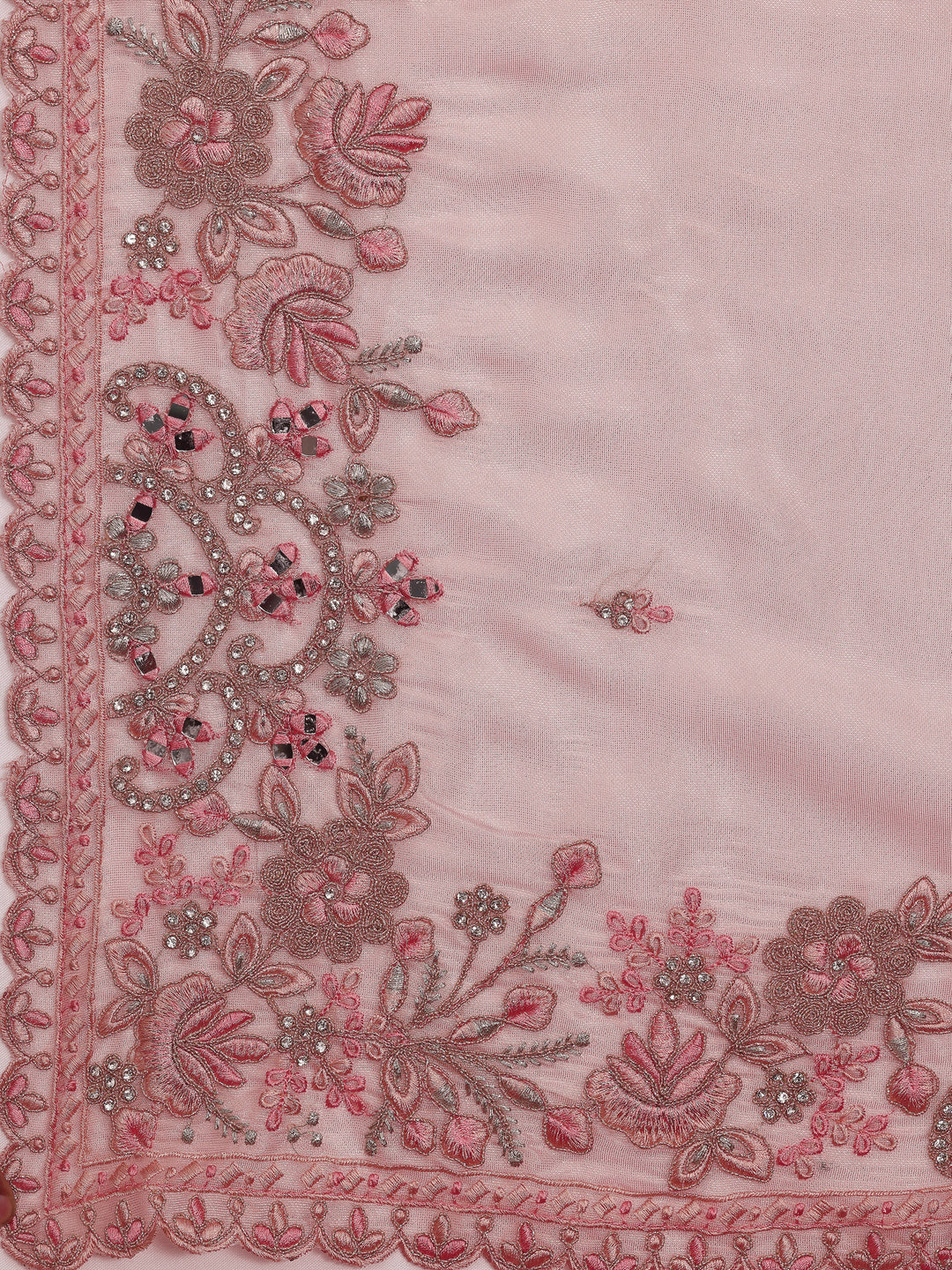 Libas Art Pink Embroidered Silk Blend Saree With Unstitched Blouse Piece
