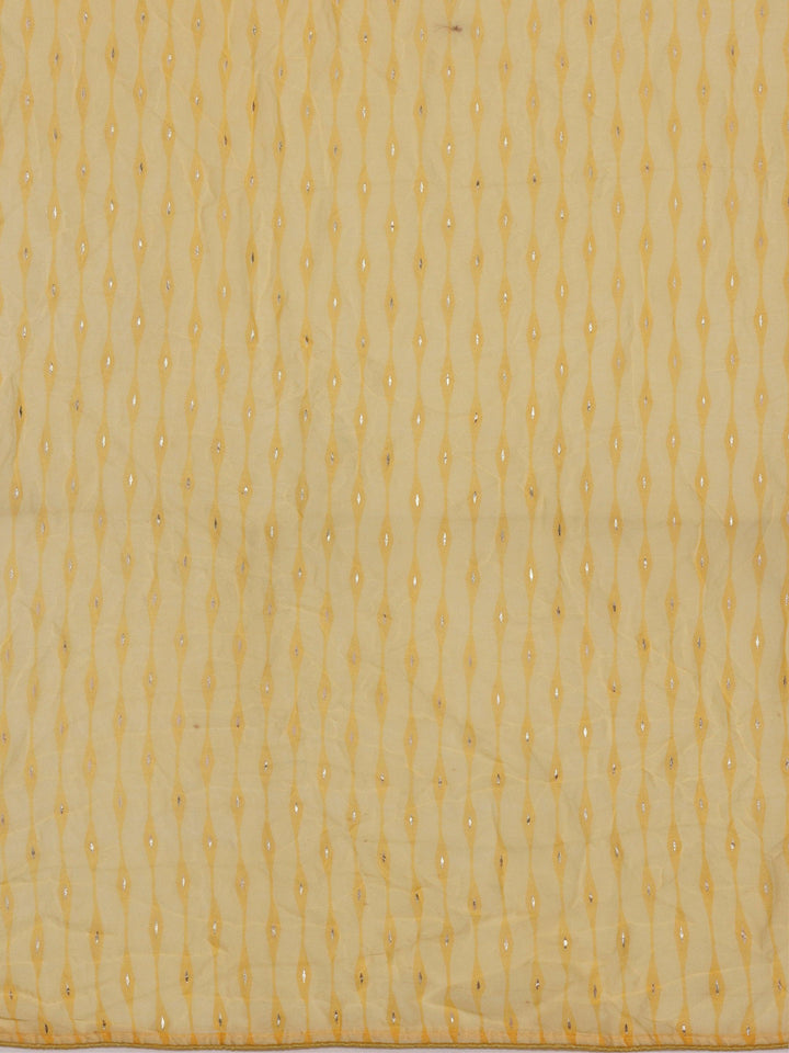 Yellow Printed Poly Georgette Saree With Unstitched Blouse Piece