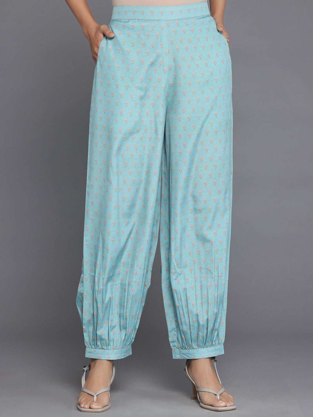 Blue Printed Poly Crepe Straight Suit With Dupatta